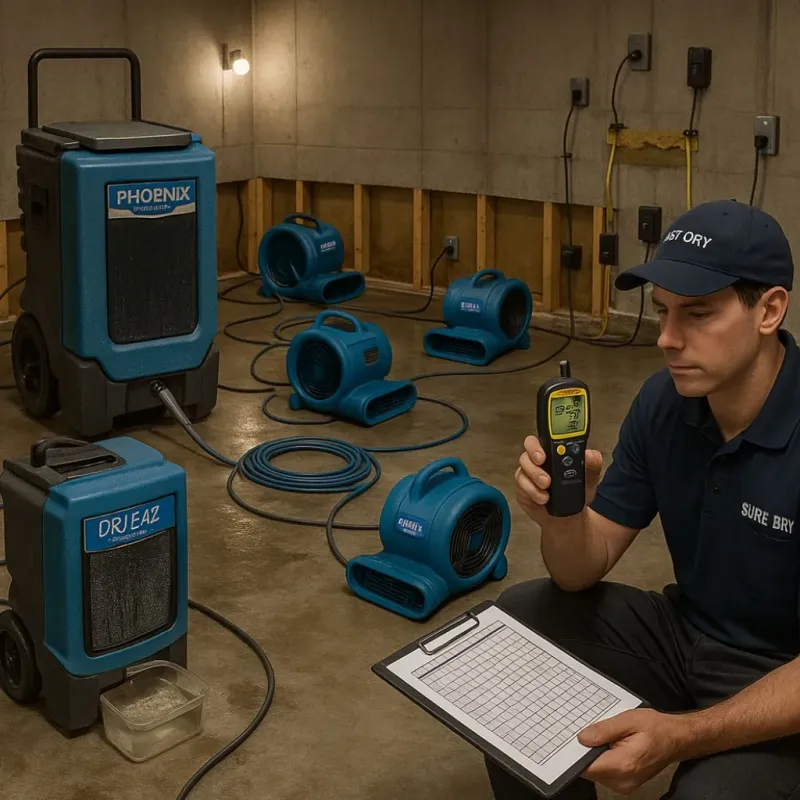 Structural Drying and Dehumidification process in Rio Bravo, TX